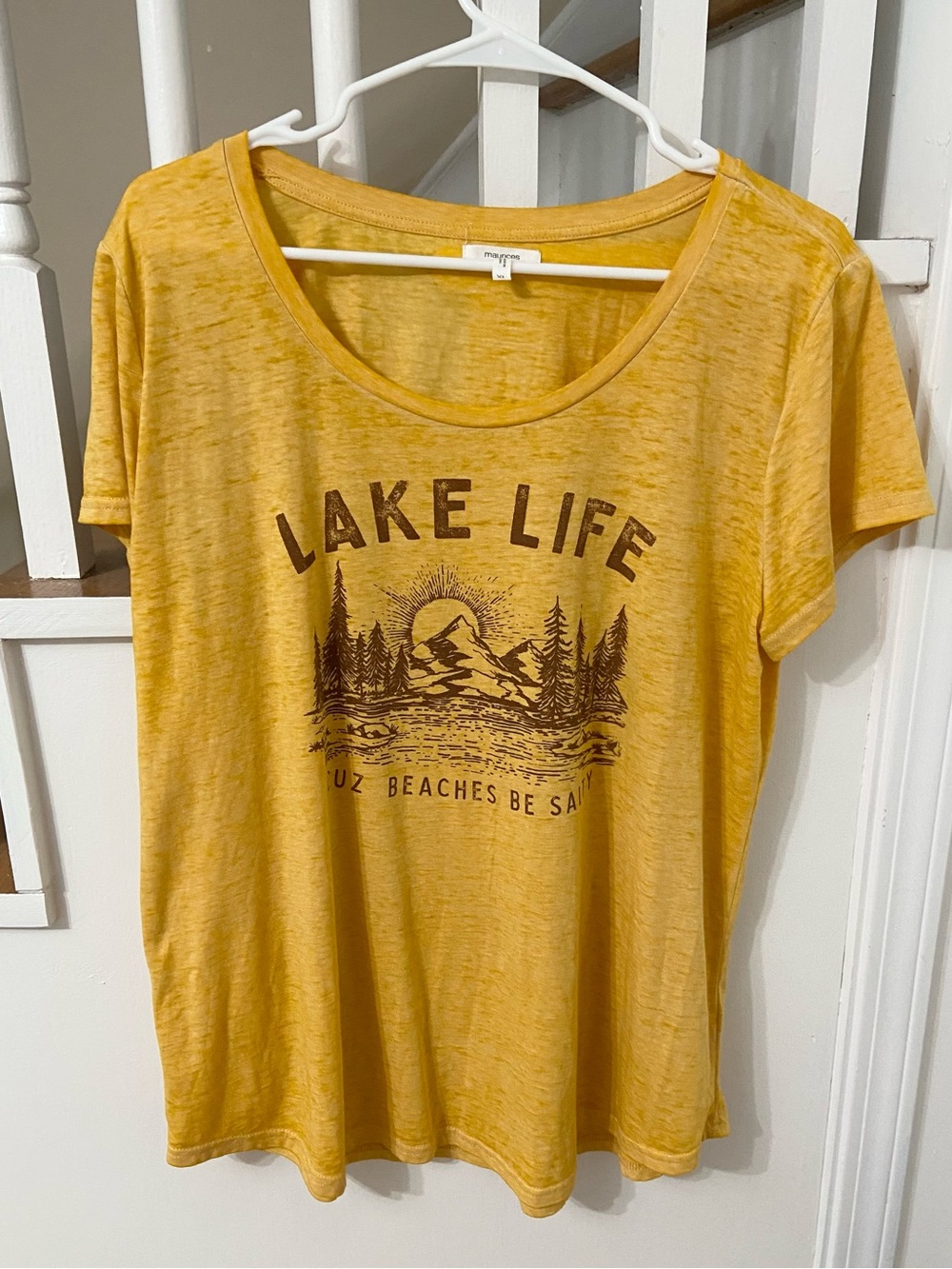 Maurices Mustard Yellow 'Lake Life' Scoop Neck Graphic Tee